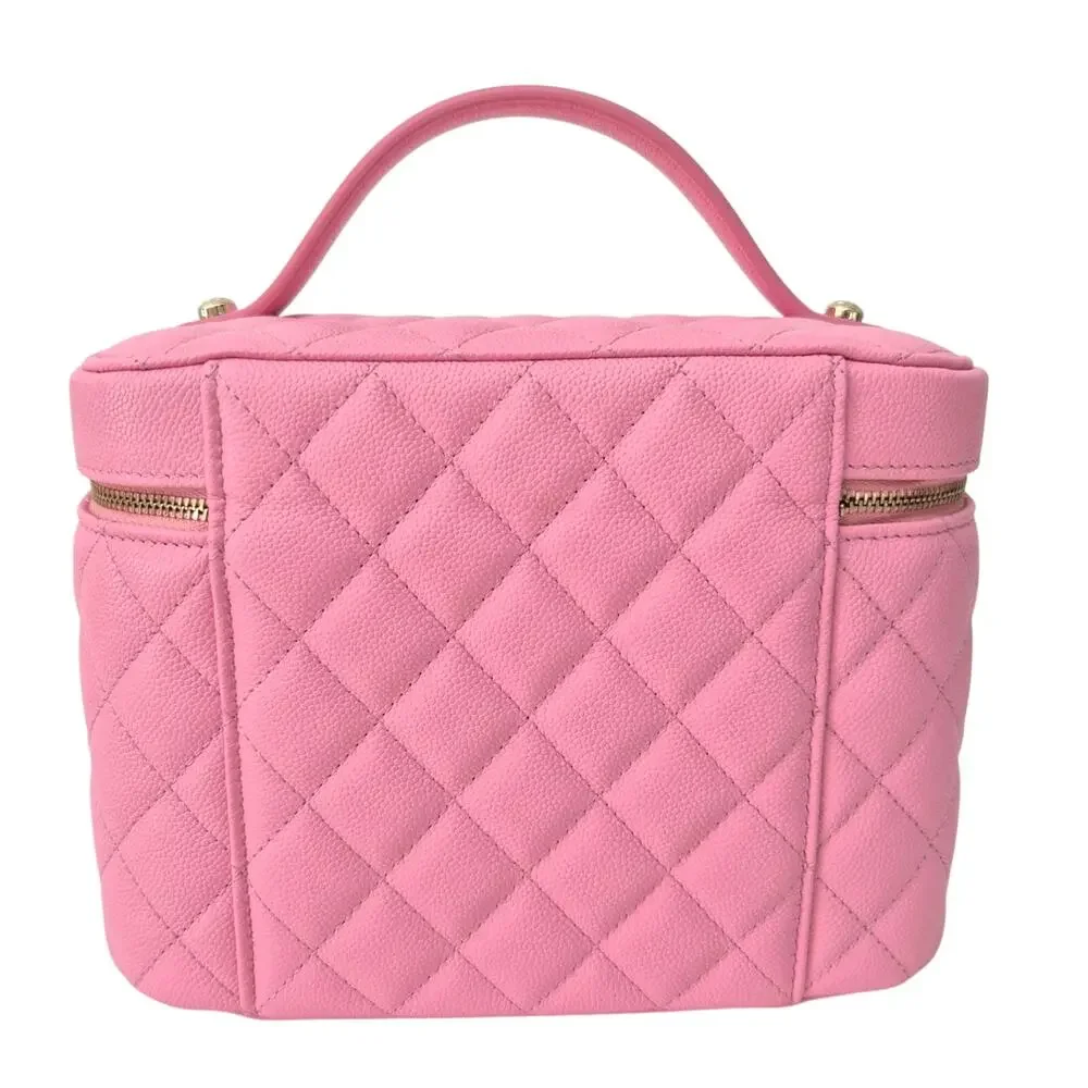 Chanel Caviar Quilted Large Vanity Bag with Mirror Pink NWT